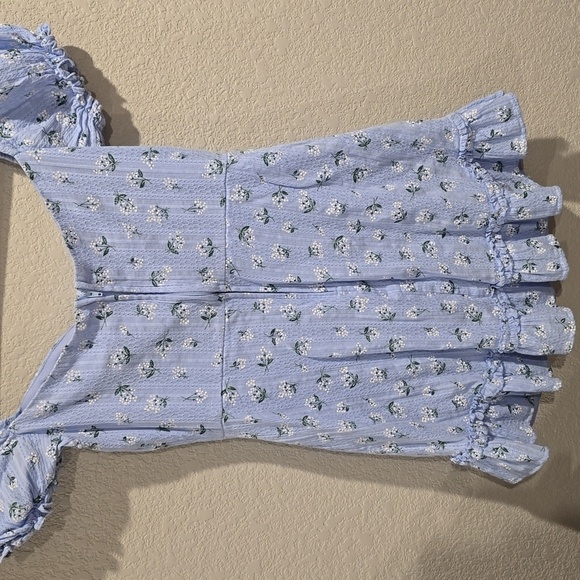 B Darlin Light Blue Floral Dress with Puff Sleeves - Picture 4 of 4